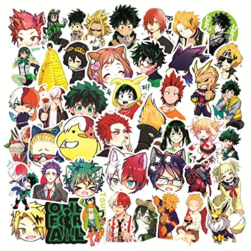 My Hero Academia Stickers for Laptop, Cars, Phone, Water Bottle, Skateboard, Suitcase, Guitar, Pad, Cute Anime Vinyl Stickers, Waterproof, Scrapbook Stickers 50pcs …