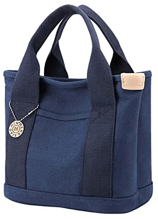 Baoblaze Kleine Einkaufstasche für Damen, Einkaufstasche mit Taschen, Tasche mit Tragegriff Oben, Tragbarer Reißverschluss für Den Täglichen Gebrauch, Reise Um, Dunkelblau