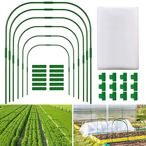 Túnel para Plantas, jardín con Tela no Tejida, Cubierta para Plantas, Red antipájaros, Invernadero, Acero con Revestimiento plástico para jardín, Planta, Postes jardín