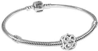 Pandora Moments Schlangen-Gliederarmband + Offen gearbeitetes Unendlichkeits-Charm aus Sterling-Silber im Geschenkset, Gr. 21cm, SET 590702HV-21+791872