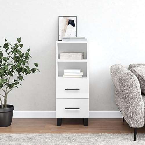 BaraSh Sideboard Hochglanz-Kommode Weiß TüRen Sideboard Flur Schmal Eckkommode 34,5x34x90 cm Holzwerkstoff Beistellschrank