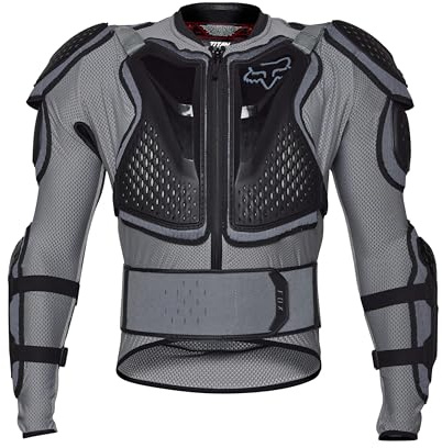 Fox Racing - Chaqueta Titan Sport – Chaqueta Protectora de Motocross de Montaña – Protección Completa, Ventilada, Protector de Espalda Desmontable, Protectores, Motocross, Gris Nube, S