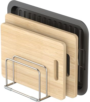 KORRTFID Schneidebrett-Halter, Schneidebrett-Aufbewahrungsregal, Schneidebrett-Organizer, 304 Edelstahl, Schneidebrett-Halter, Keksblätter-Organizer, 2,5 cm + 3,1 cm breite Schlitze (groß)