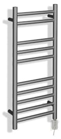 NWT Direct Thermostatic Electric Brushed Stainless Steel Towel Rail Radiator Bathroom Heater (Pre-Filled) - 350mm (w) x 800mm - 150w Element