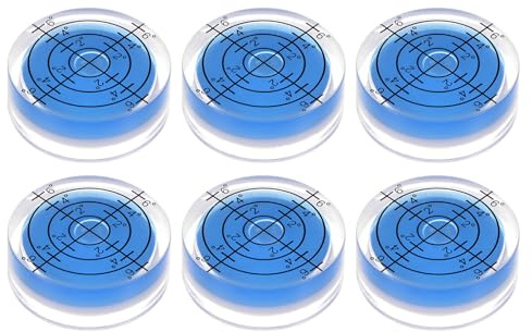 QUARKZMAN 6 Piezas Nivel de Burbuja Redondo de 32x12 mm Mini Circular de Ojo de Buey para Nivelar Trípode de Cámara, Telescopio de Taller, Marco de Imágenes, Azul.