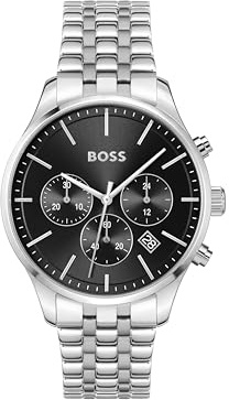 HUGO BOSS HERR SVART DIAL ARMBAND ROSTFRITT STÅL ARMBAND - 1514157, Svart