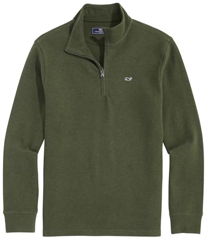 Vineyard Vines Men's Saltwater Quarter-Zip Pullover Sweater, Forest Olive, M