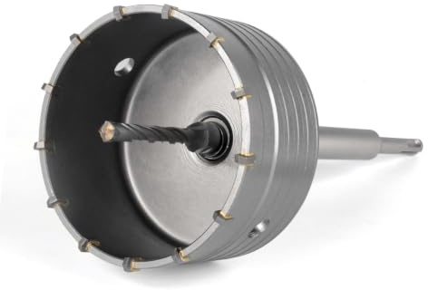 BINOTA Sierra Corona Hormigón 110mm Profesional | Broca carburo tungsteno Vástago SDS-Plus 220mm Centrado cruz Hormigón Ladrillo Piedra Mampostería