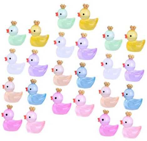 Alasum 24stücke Teiliges Mini-Enten Leuchtendem Kunstharz Kleine Glühende Dekoration Handgefertigte Miniaturfiguren Mit Nachtleuchteffekt Buntes Micro-Landschaft Schmuckstück Für Garten u