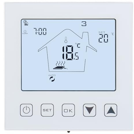 Wengart Thermostat WiFi Chauffage au Sol Électrique 16A - Programmable Via App Tuya/Smart Life - Adapté aux Boîtes Rondes 60mm - avec Sonde de Sol 3m - Compatible Alexa & Google Home - WG603