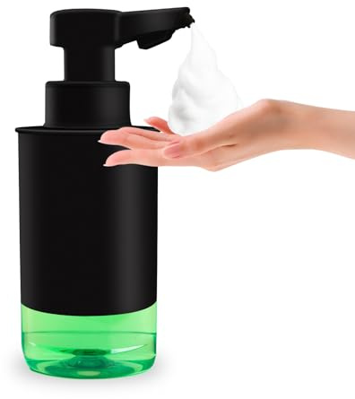 Mamiddle Dispensador Automático de Jabón para Baño con Sensor Infrarrojo, Carga USB-C, Resistente al Agua IPX5 (Tipo de Espuma - Acrílico Negro)