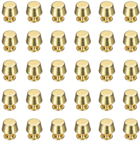 sourcing map 60 Pcs Screw Back Rivets 8mm Feet Flat Head Metal Studs Handbag Purse Stud Buckle Button Cap Rivets for DIY Leather Craft Clothes Belt Bags, Gold