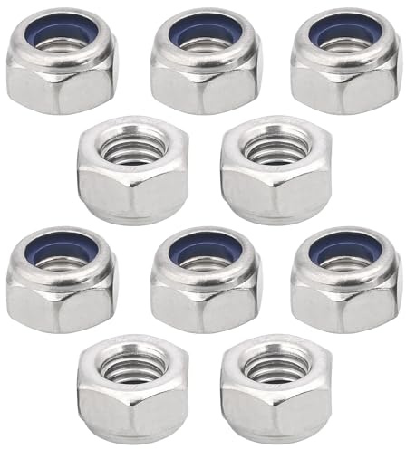 cyclingcolors 10x Sechskantmuttern Sicherungsmuttern Edelstahl A2 DIN 985 ISO 10511 Sechskant Selbstsichernde Mutter Nylon für Schrauben Bolzen Kontermuttern mit metrischem Gewinde, M12