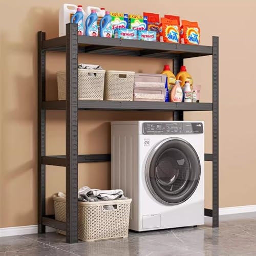 Estantería Lavadora, Soporte Secadora Sobre Lavadora, Mueble Lavadora Secadora De Acero Carbono Reforzado, Instalación Sencilla, Armario Para Lavadora De Tambor, Solución De Almacenamiento(Black,70x40