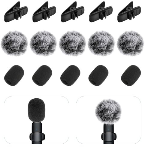 15 Stück Mini Popschutz, Mikrofon Windschutz Lavalier Mikrofon Mic Krawatte Clip Pelzig Windschutzscheibev Wind-Filter Pop-Filter für Lavalier Mikrofone Professionelle Außen