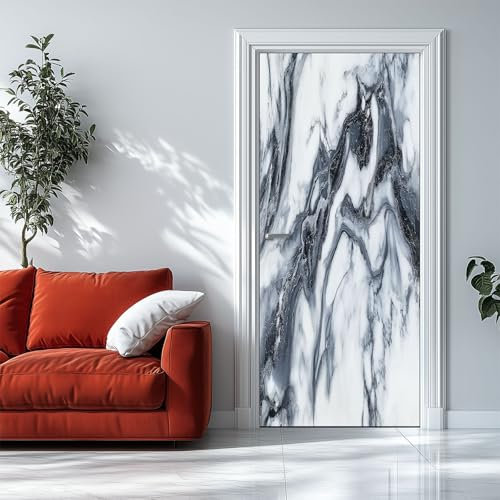 Adesivi per Porte 3D Trama Di Marmo 88x200cm Fotomurali Per Porte Autoadesivi, PVC Impermeabile Rimovibile Creative Arte Adesivo Porta Per Decorazione Domestica