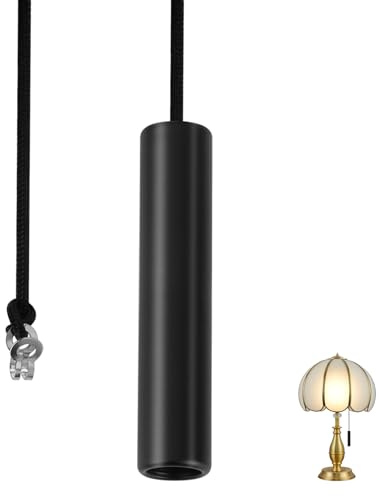 Bathroom Light Pull Cord 6 * 1.2cm Ergonomic Light Pull Handle with 150cm Extension Waterproof Black Switch Pulls Cord String Handles Connector Suitable for Bathroom Toilet Ceiling Lights Fan Switche