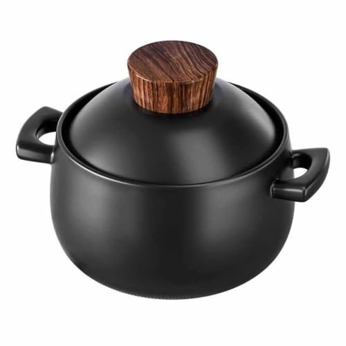 Pentola per stufato in Ceramica, Piccola casseruola in Terracotta per Uso Domestico con Fondo Antiaderente, Adatta a fornelli a Gas, elettrici e a induzione.