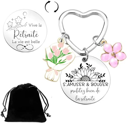 YUANSI Porte Clef Cadeau Retraite Vive la Retraite Porte Clef Inox Gravé - Cadeau Retraite Homme et Femme Original Ouvre Bouteille Départ à la Retraite (1)