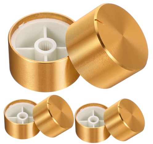 Gitarrenknöpfe aus Aluminium für Potentiometer, 6 Stück, Gold | Kleine Bauform, Einfache Montage, Robust und Schmutzresistent, Passend für Lautsprecher und Potentiometer
