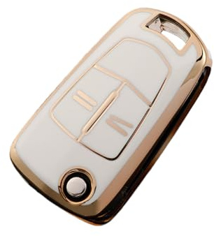 Jetoday Autoschlüssel Hülle für Opel & Vauxhall – TPU Schlüsselcover 2 Tasten, kompatibel mit Astra Corsa Adam Mokka Zafira (Weißgold)
