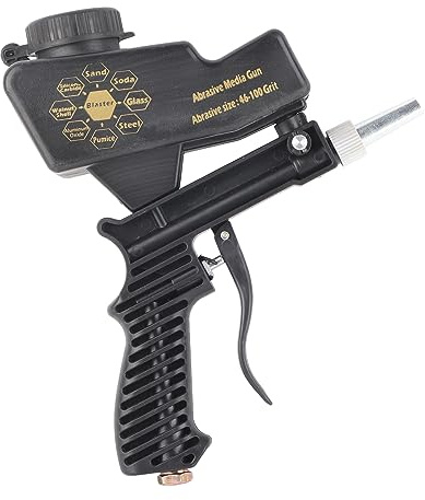 Xiuganpo Sandblaster Efficient Sand Blasting Gun Kit for Removing Paint Dirt Moss, 600cc Tank Capacity, for Hot Tub Tile Glass Etching, 46-100 Grit Nozzle, Air Compressor Compatible (Black)