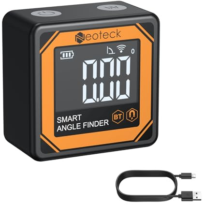 Neoteck Inclinometro Digitale Professionale con Trasmissione Dati Wireless, Base Magnetica 4x90° Livello Digitale a 0,05° Misuratore Angolo Ricaricabile con Schermo VA per Falegnameria, Meccanica, DIY