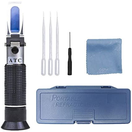 Refraktometer, Handgehalten Honigrefraktometer 58-90% Sugar Baumum 38-43Be 'Wasser 12-27% Inhaltsbetriebsemetermesser(With Box)