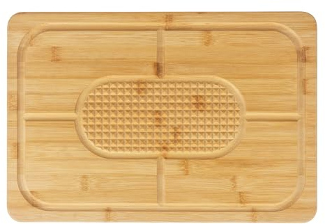 Russell Hobbs Element Wooden Carving Board – FSC®-Certified Bamboo Chopping Board for Meat, Built-in Meat Rest, Protects Kitchen Worktops, Outer Groove for Juices