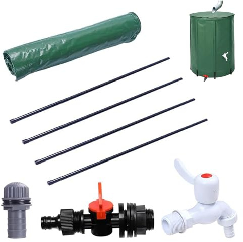 Takingup regntunna 13 gallon/50 L PVC vikbar regnvatten uppsamlingsfat med tapp och bräddshål dragkedja fint förseglad vattenförvaringstank, förvaring