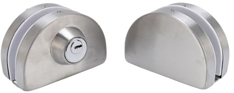 Jeffergarden Serrure de Porte en Verre à Double Boulons, Charnière Pivotante, sans Cadre, Serrure de sécurité en Acier Inoxydable pour Portes en Verre trempé de 10 à 12 Mm, Double Boulons avec 3