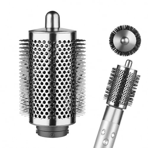 Cyberwork Grande brosse volumisante ronde améliorée pour Dyson pour Airwrap HS01/HS05/HS08, Brosse volumisante pour cheveux lisses, mous et plats, couleur Argent (Grand Argent)