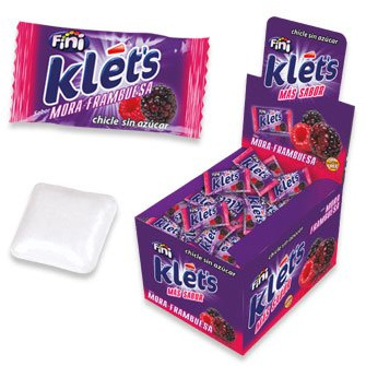 klets Chicle sin azúcar - sabor MORA FRAMBUESA - 200 unidades