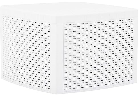 Multistore 2002 Beistelltisch Naxos, Rattan-Optik, Kunststoff, Weiß, 53x53cm, inkl. Stauraum - Gartentisch Teetisch