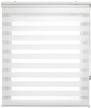 Uniestor basic duo rollo tag und nacht Cremefarben- doppelrollo 140 x 250 cm (Breite x Länge). Stoffgröße 137 x 245 cm. Fensterrollo zebra