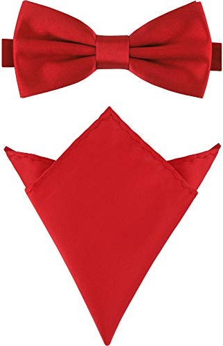Ladeheid Herren Schmale Fliege & Einstecktuch Set M/P (12cm x 6cm, 22cm x 22cm)