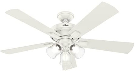 Hunter Crestfield Indoor Ceiling Fan with LED Lights and Pull Chain Control, 52, Fresh White