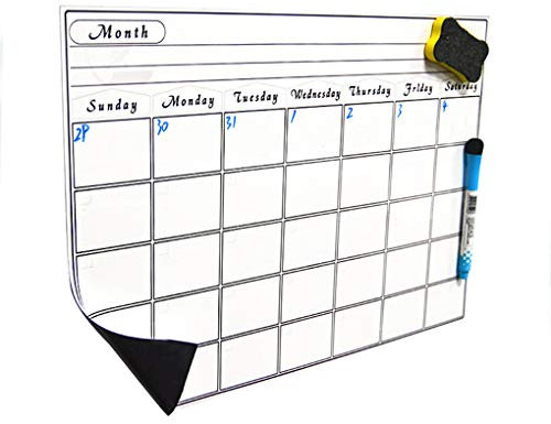Afinder Magnettafel Whiteboard Monatskalender Monatsplaner Pinnwand Kalender Magnetische Kreidetafel Wandtafel Küchentafel für Kühlschrank Büro Uni Kindegarten