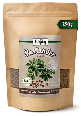 Biojoy EKO Hela korianderfrön, korianderutsäde, 250 g | Från Bulgarien, perfekta för örtte, sådd, groning eller matlagning, Coriandrum sativum L.