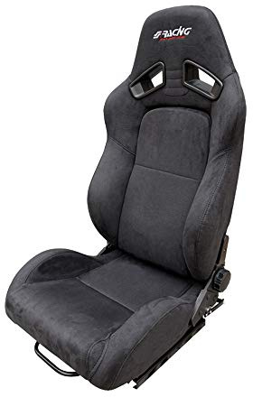 Simoni Racing SRS/12 Sedile Sportivo Universale Charles, reclinabile e Ribaltabile, Rivestito in Velluto Nero con Cuciture Nere