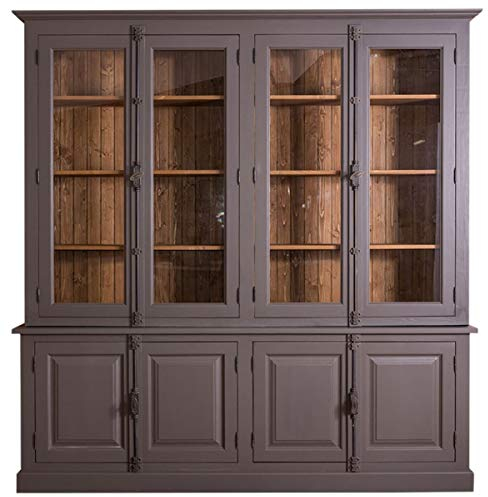 Casa Padrino Landhausstil Wohnzimmer Vitrinenschrank Lilagrau/Braun 223 x 50 x H. 228 cm - Wohnzimmerschrank mit 8 Türen