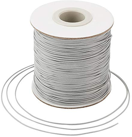Craftdady 180 meter flätad vaxad sladd, 0,5 mm imitationsläder polyester vaxad sträng för gör-det-själv halsband armband smyckestillverkning, ljusgrå