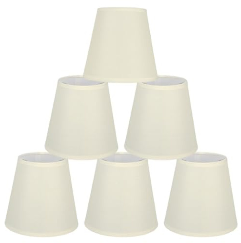 HERCHR Lot de 6 Abats-Jour de Lampe en Tissu, E14 Petits Abats-Jour de Lampe,Bat Jour pour Lustre en Cristal, Petit Abat Jour pour Lustre Applique Type de Bougeoir, 9 x 14 x 13cm