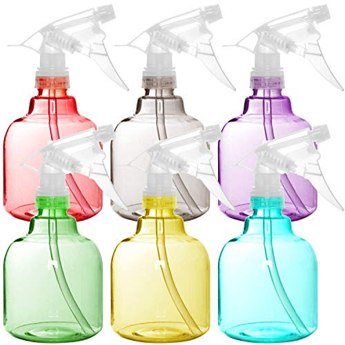 Youngever Lot de 6 Vaporisateur Vide Plastique Transparent 500ML, Bouteille Pulverisateur 500ML, Flacons Pulvérisateurs, Ronde et Couleur
