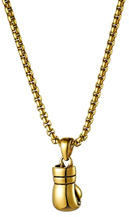 Flongo Herren-Kette Männer Halskette Kette Silber mit Boxhandschuhe Handschuhe Anhänger Motorradfahrer Biker Herren-Accessoires