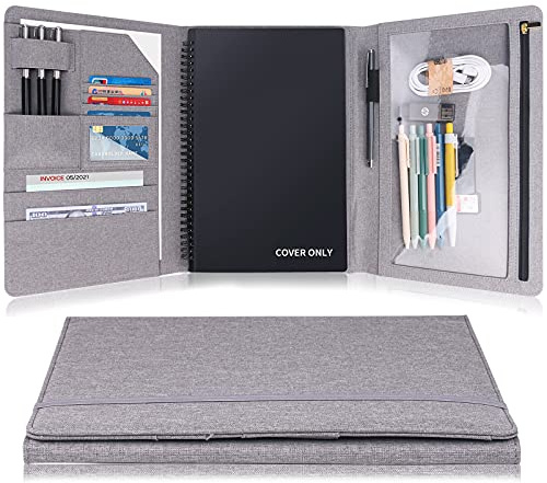 Ditiord Dreifach gefalteter Planer für Rocketbook Smart-Notizbuch, passend für Briefgröße/A4/21,6 x 27,9 cm, wasserdichter Portfolio-Organizer mit Aktenaufbewahrung und Zubehörschutz (Grau)