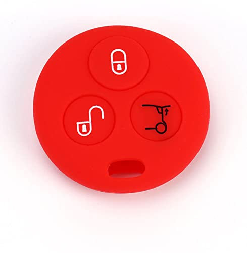 Radio Control with Frequency to 433Mhz - Key Shell Accessories Spare Parts Cover Key Cover Car Remote Control 3 Keys Compatible With Smart 450 - Fortwo - Forfour - Roadster (Red, Silicone Cover)