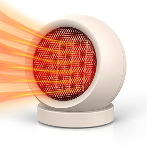Coolfor Space Heater,PTC Ceramic/Portable Electric Desktop Heater High Output Desktop Heater for Home Bedroom Office Desk Indoor Use(Light Brown)