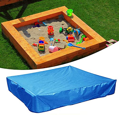 UCARE Sandkasten-Abdeckung, quadratisch, wasserdicht, staubdicht, UV-Schutz, Sandkasten-Pool-Abdeckung, Schutz mit Kordelzug für Sandkasten, Spielzeug und Möbel, Outdoor-Überdachung 120×120cm, blau