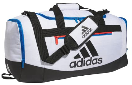 adidas Borsone unisex Defender 4, taglia unica, Bicolore bianco-chiaro onice/blu reale brillante/nero, Taglia unica, Borsone Defender 4 Medium